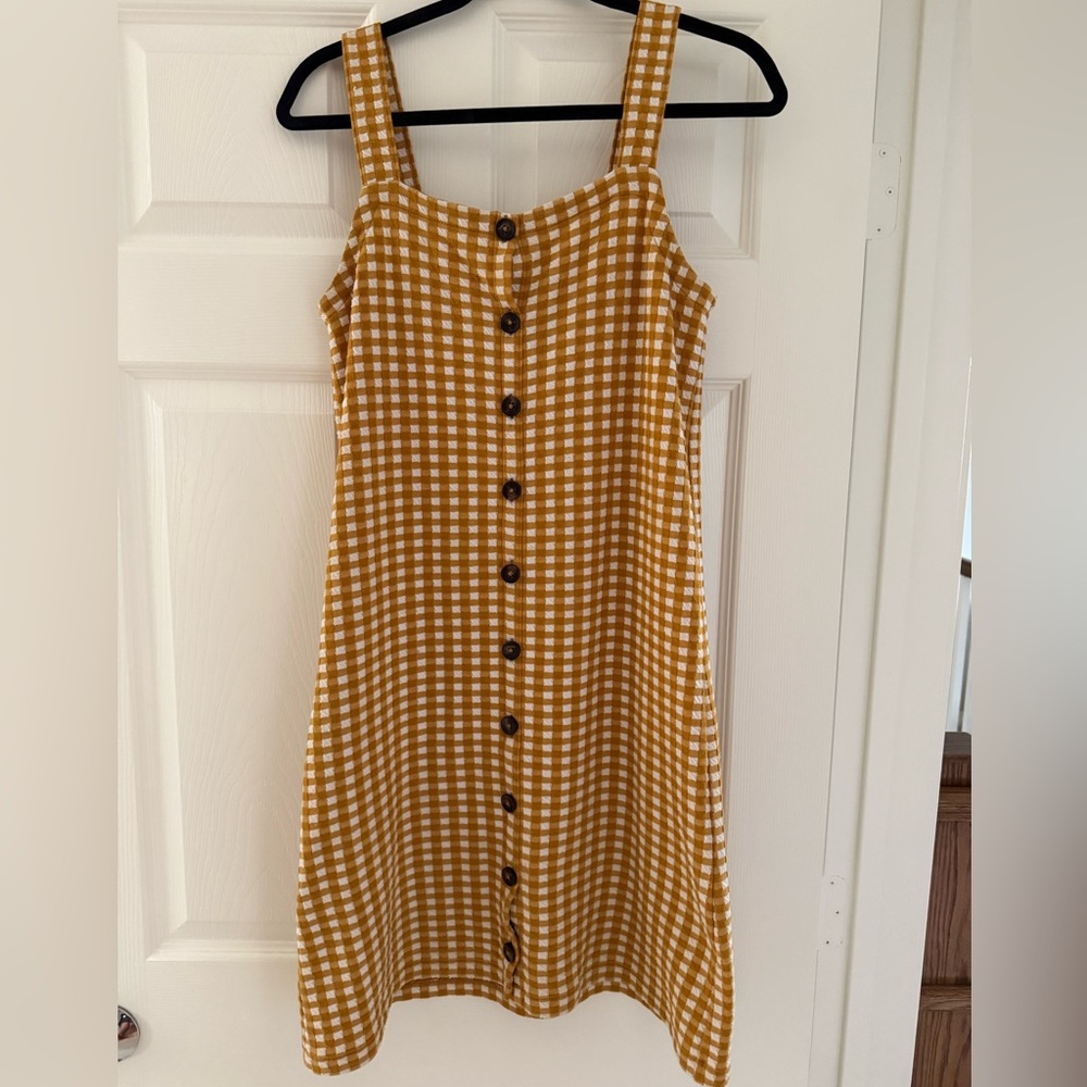 Madewell Mustard Gingham Tank Dress